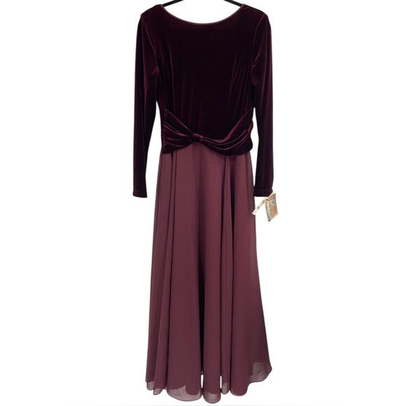 NWT Vintage Jessica McClintock‎ Long Sleeve Velvet Maxi Dress Bridal Size 14 - Picture 1 of 8